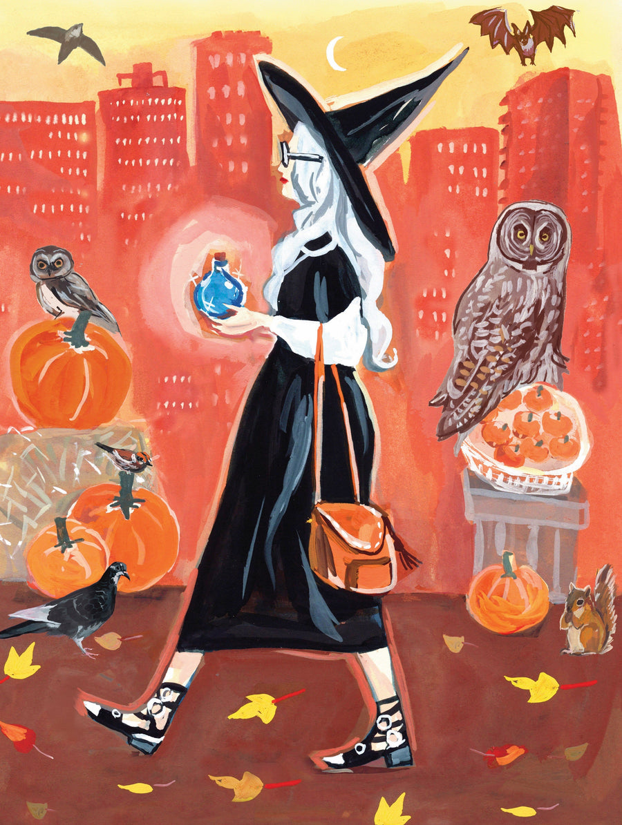 Illustrated Village Witch puzzle design