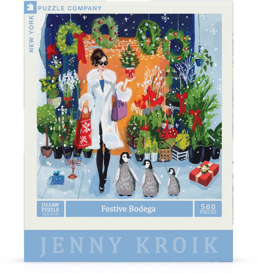 Packaging showing Festive Bodega puzzle artwork