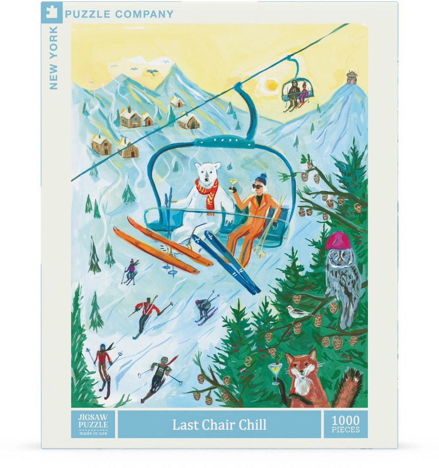 Packaging showing Last Chair Chill puzzle artwork