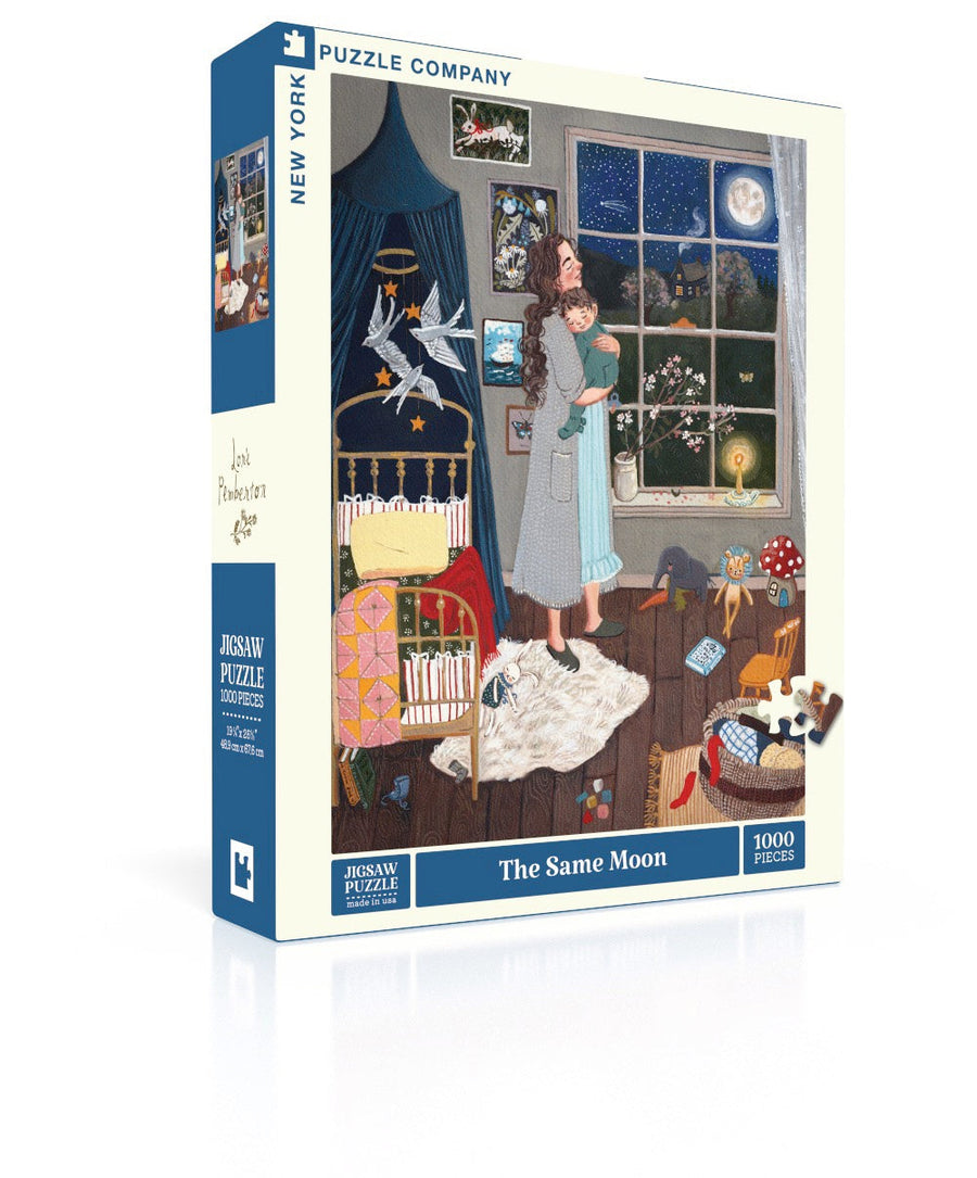 The Same Moon puzzle box and illustrated design