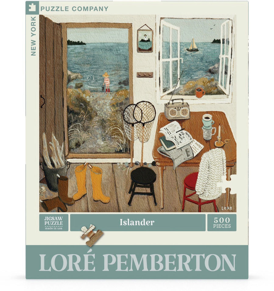 Packaging showing Islander puzzle artwork