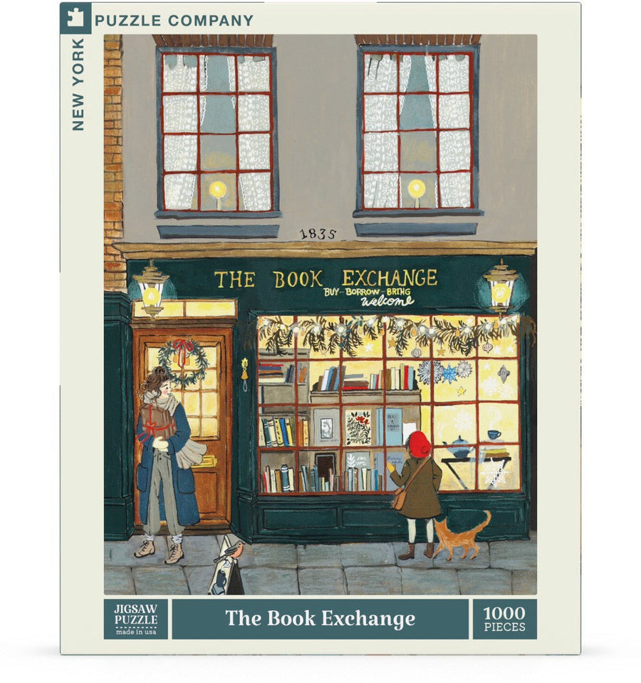 Packaging showing The Book Exchange puzzle artwork