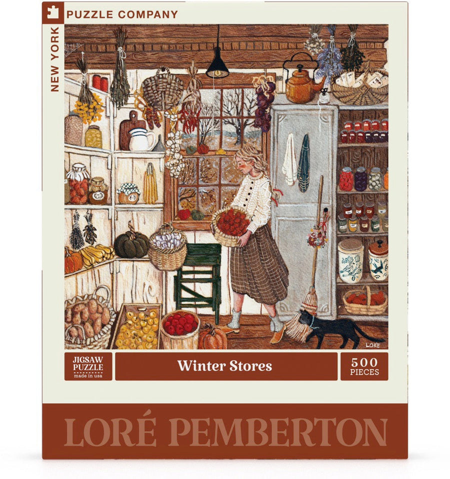 Packaging showing Winter Stores puzzle artwork