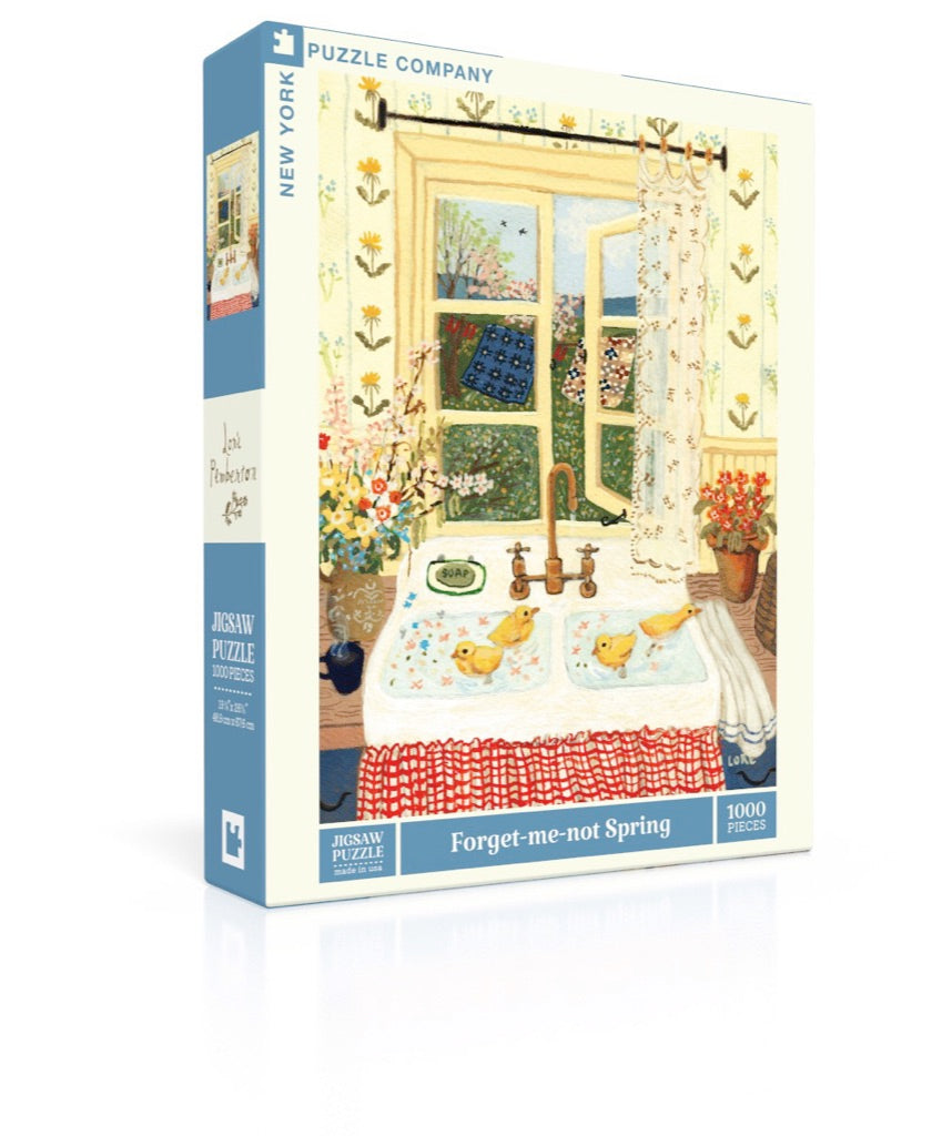 Forget-me-not Spring puzzle box and illustrated design