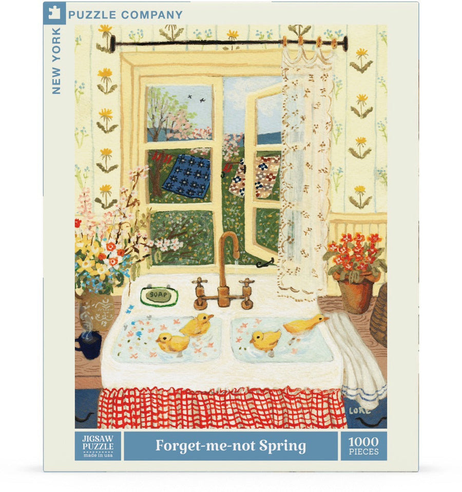Packaging showing Forget-me-not Spring puzzle artwork