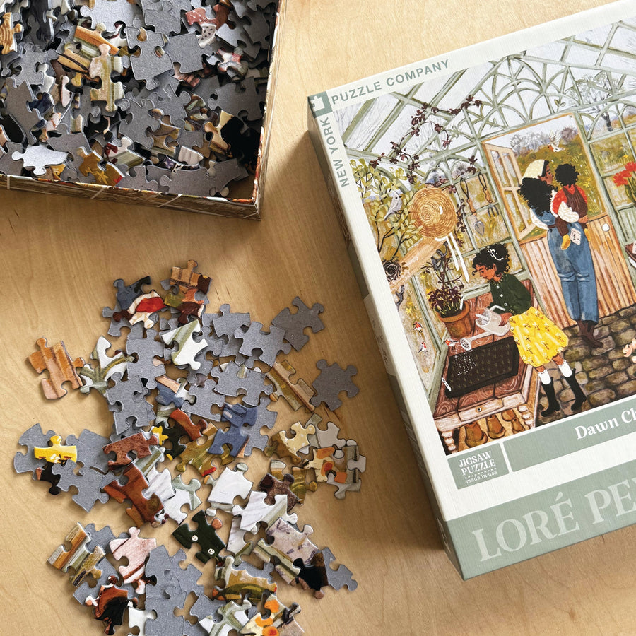 Dawn Chorus puzzle box and loose pieces
