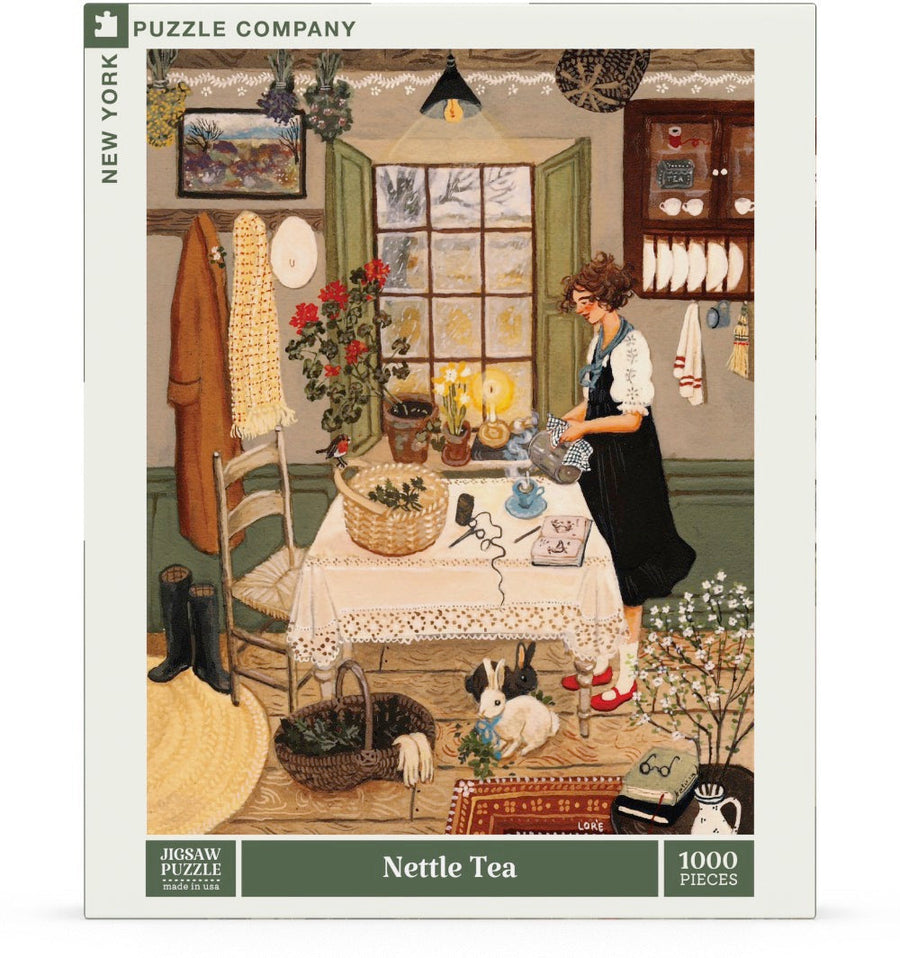 Packaging showing Nettle Tea puzzle artwork