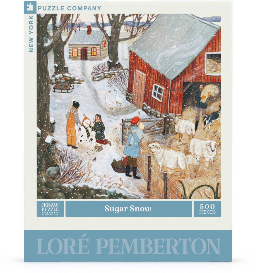 Packaging showing Sugar Snow puzzle artwork