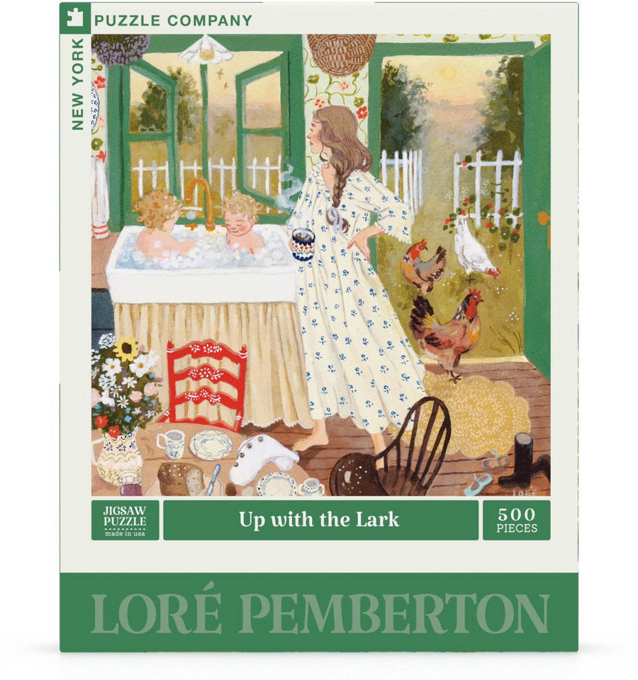 Packaging showing Up with the Lark puzzle artwork