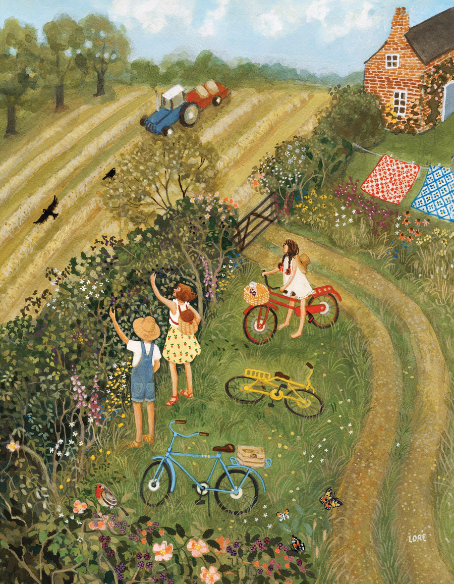 Illustrated Along the Hedgerow Mini puzzle design
