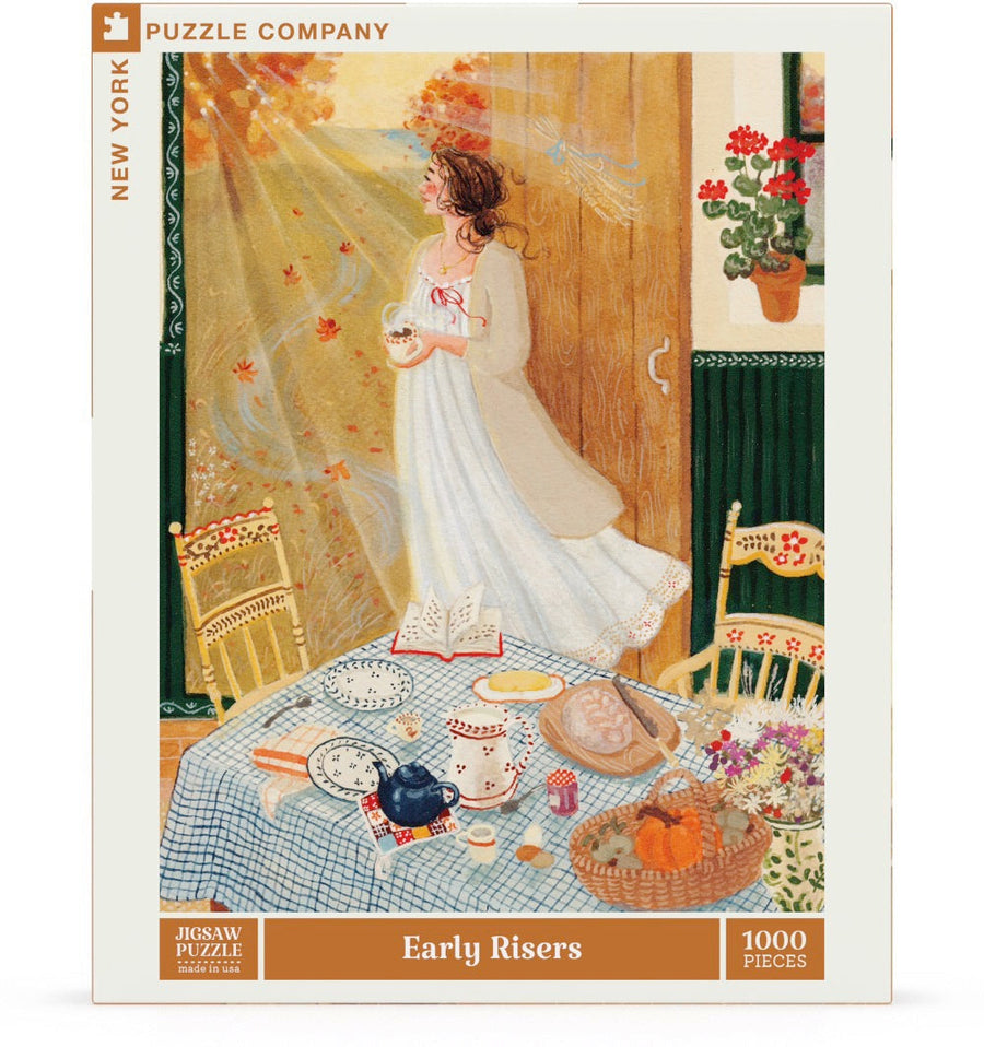Packaging showing Early Risers puzzle artwork