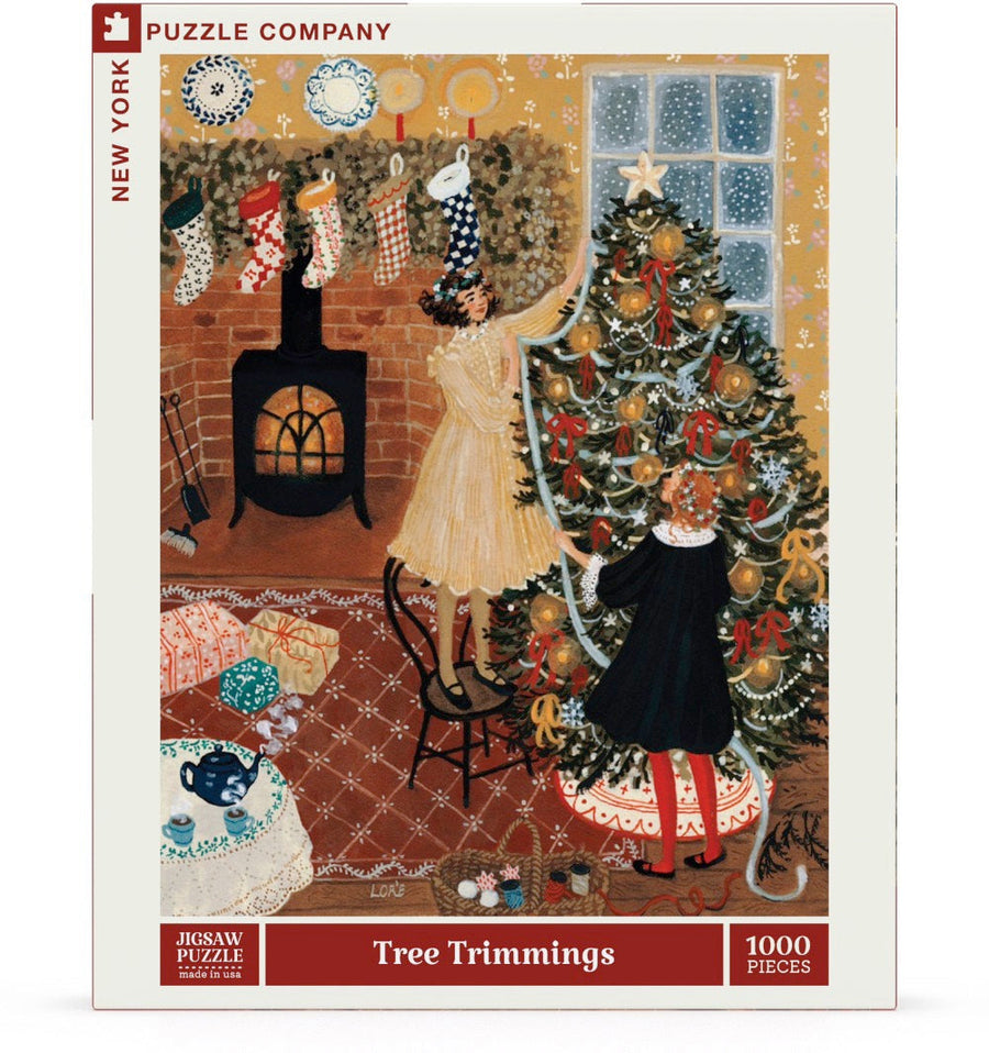 Packaging showing Tree Trimmings puzzle artwork