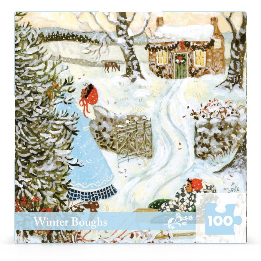 Packaging showing Winter Boughs Mini puzzle artwork