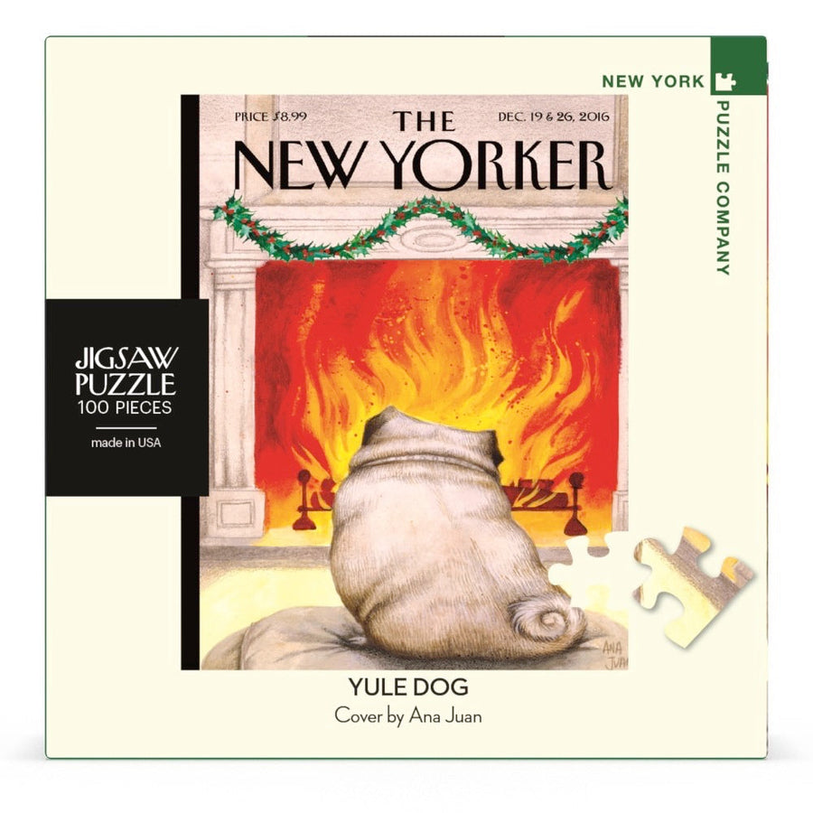 Packaging showing Yule Dog Mini puzzle artwork