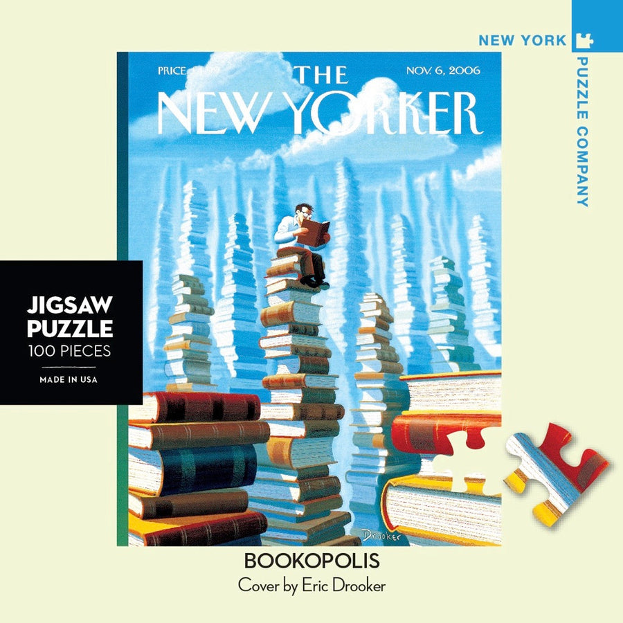 Packaging showing Bookopolis Mini puzzle artwork