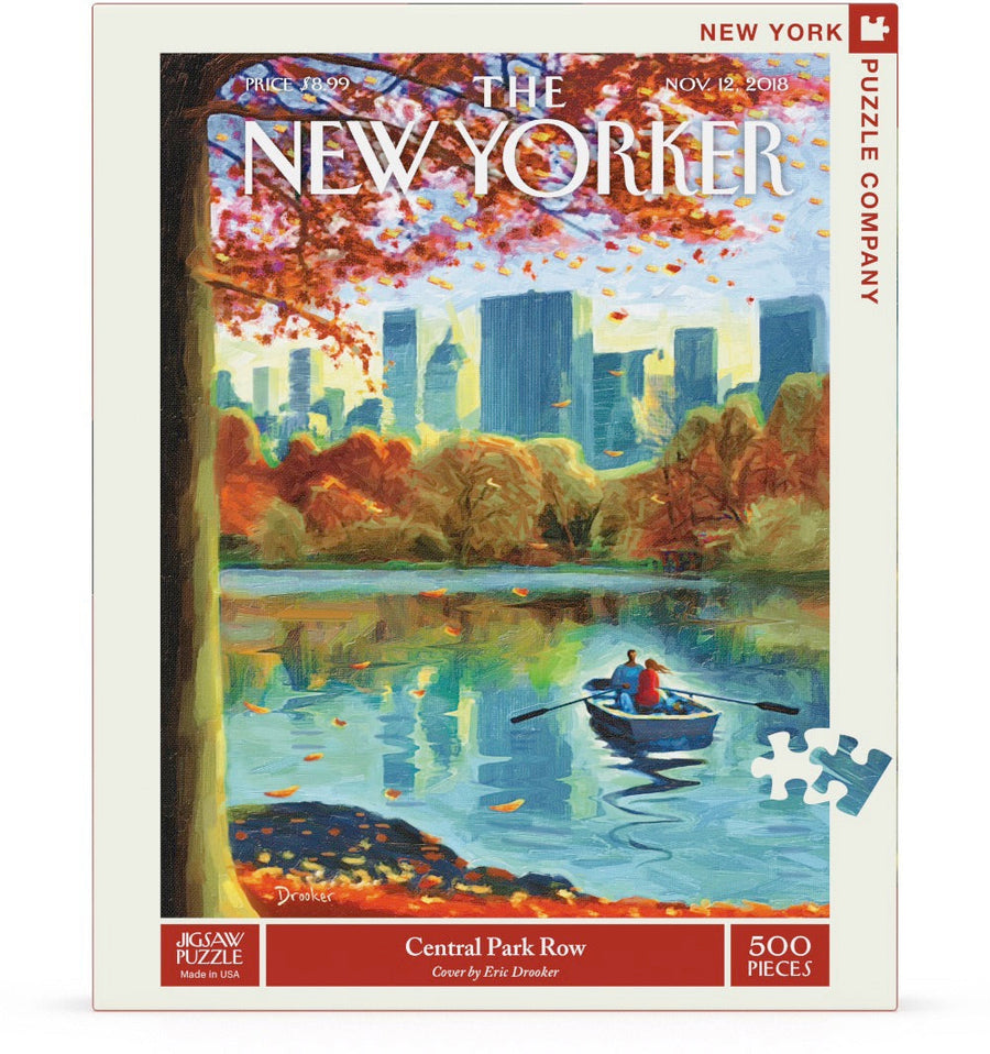 Packaging showing Central Park Row puzzle artwork