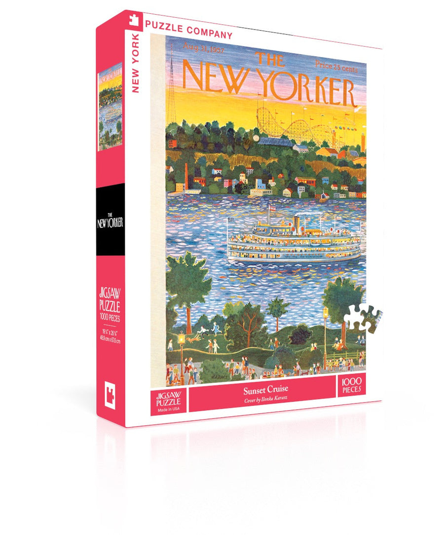 Sunset Cruise puzzle box and illustrated design