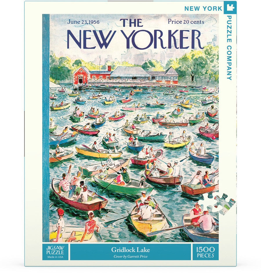 Packaging showing Gridlock Lake puzzle artwork