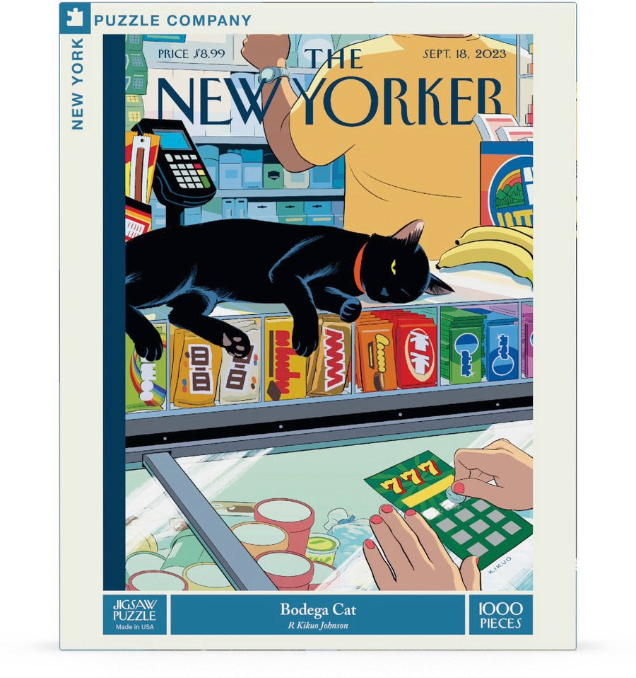 Packaging showing Bodega Cat puzzle artwork