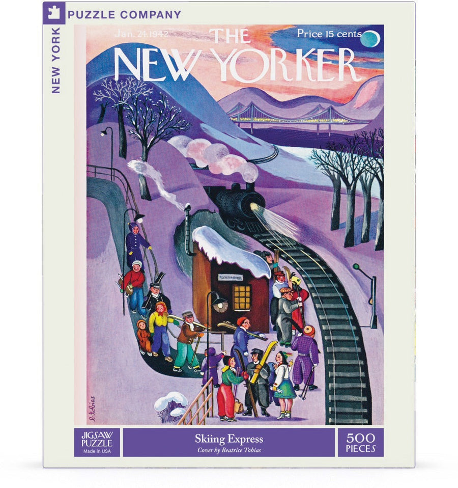 Packaging showing Skiing Express puzzle artwork