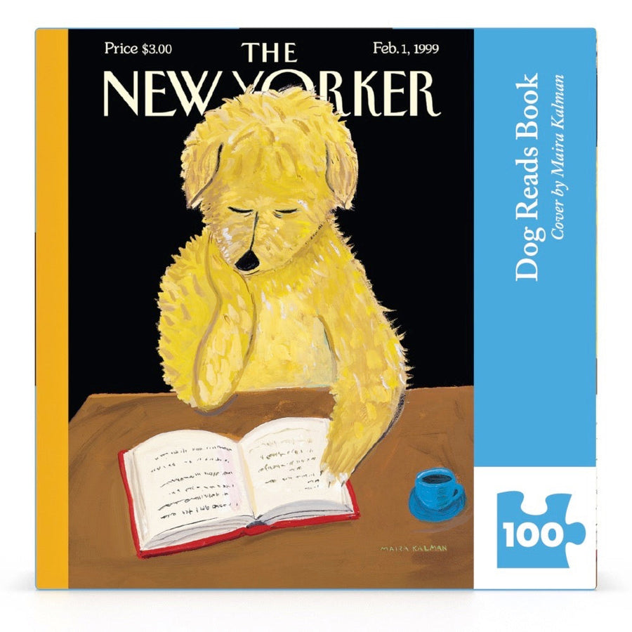 Packaging showing Dog Reads Book Mini puzzle artwork