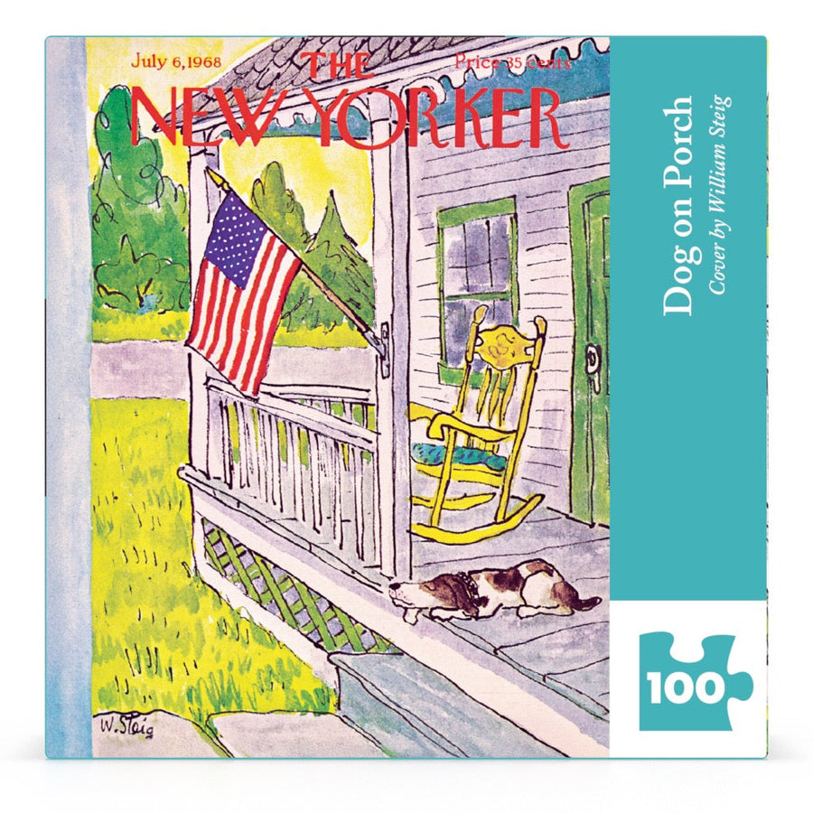 Packaging showing Dog on Porch Mini puzzle artwork