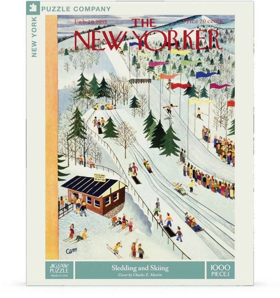 Packaging showing Sledding and Skiing puzzle artwork