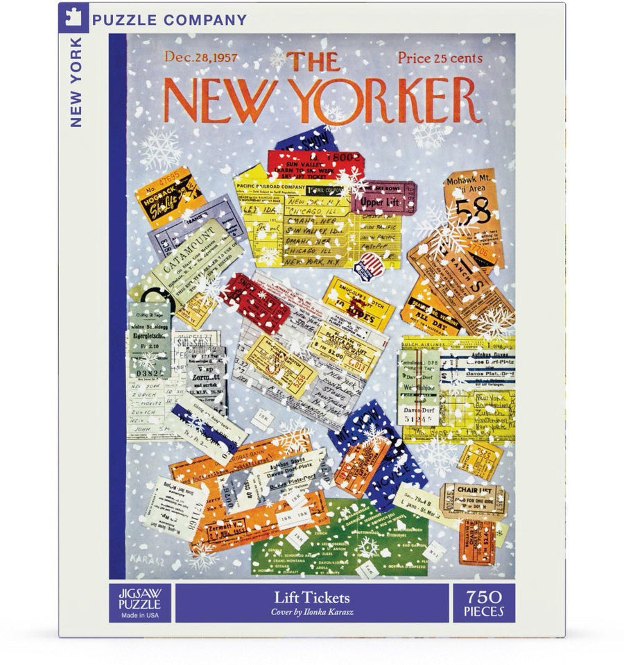 Packaging showing Lift Tickets puzzle artwork