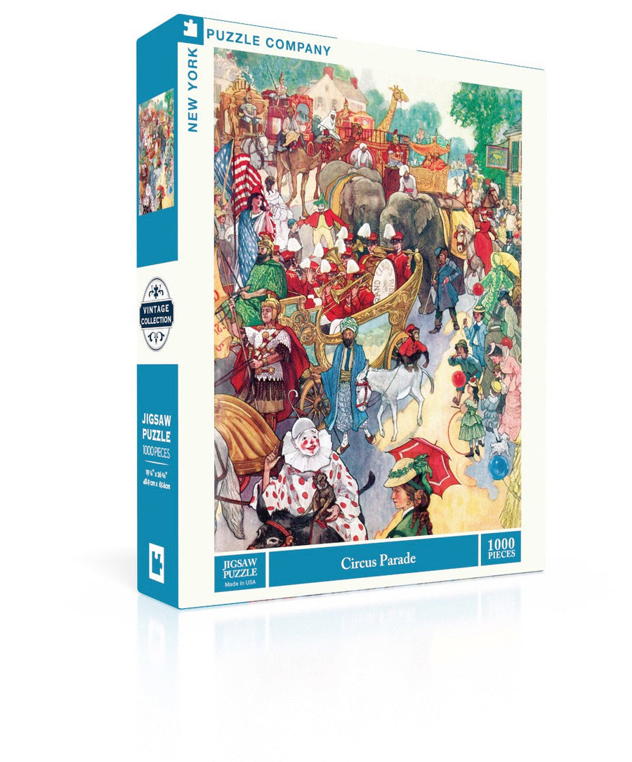 Circus Parade puzzle box and illustrated design