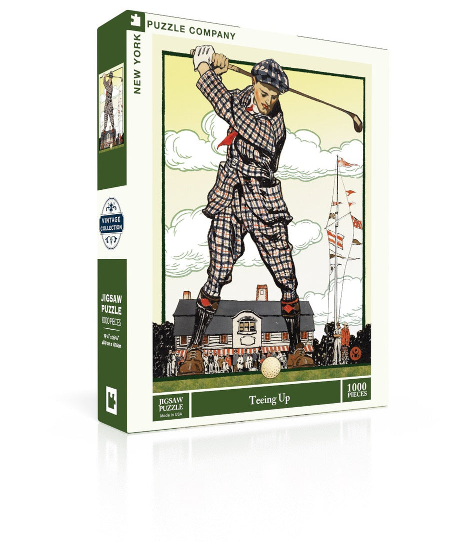 Teeing up puzzle box and illustrated design