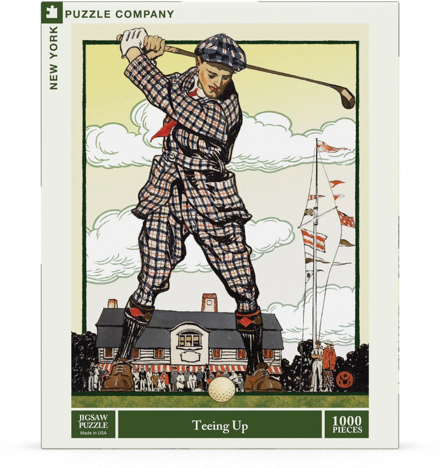 Packaging showing Teeing up puzzle artwork