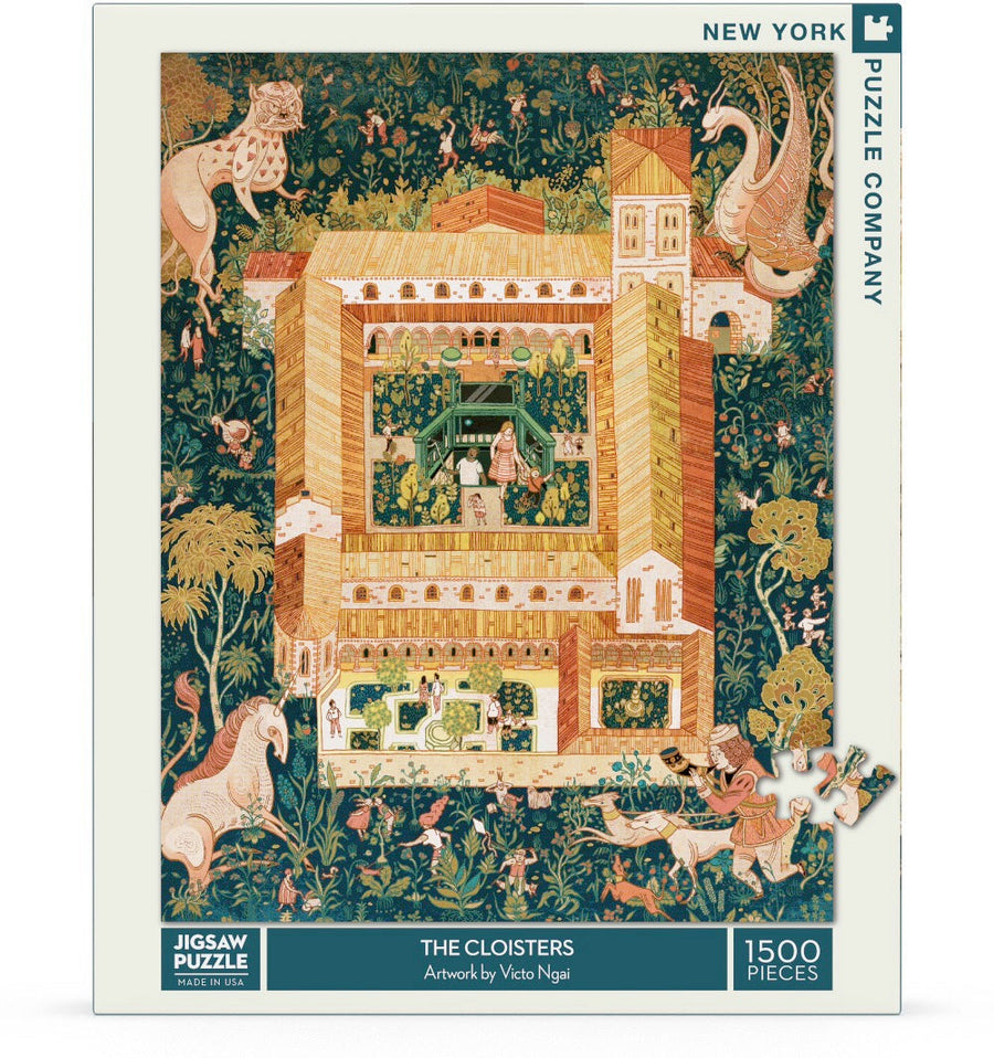 Packaging showing The Cloisters puzzle artwork