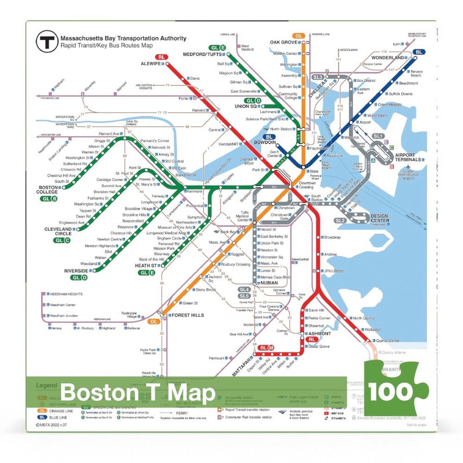 Packaging showing Boston T Map Mini puzzle artwork