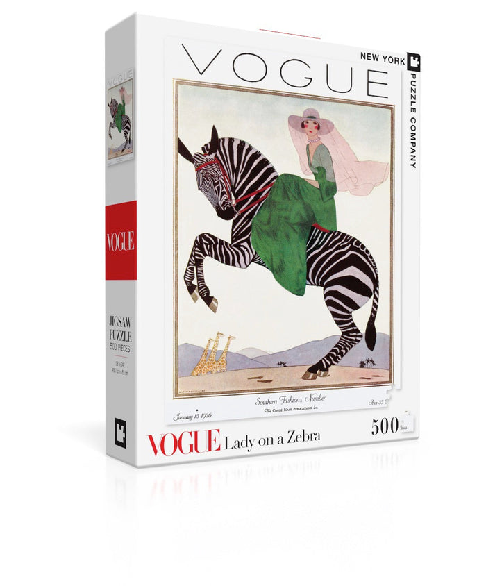 Lady on a Zebra puzzle box and illustrated design