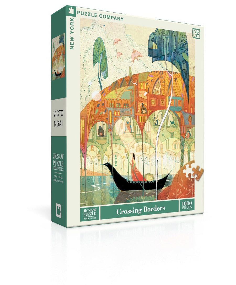 Crossing Borders puzzle box and illustrated design
