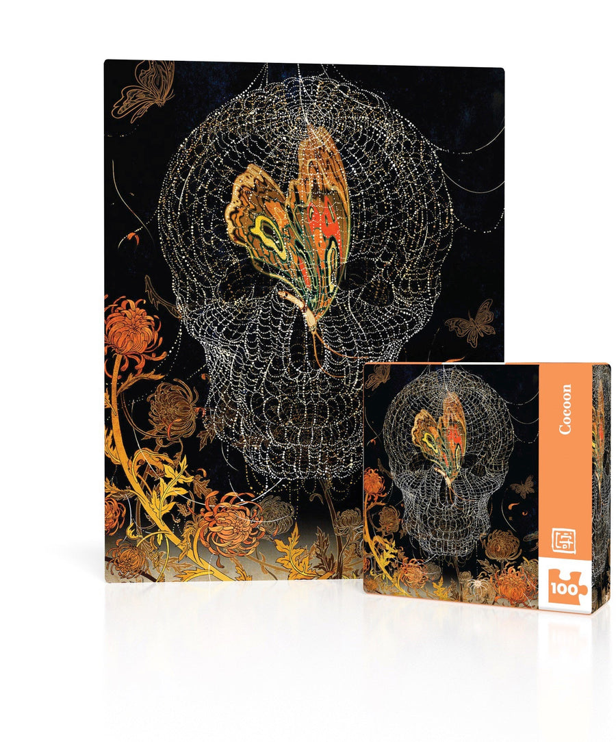 Cocoon Mini puzzle box and illustrated design