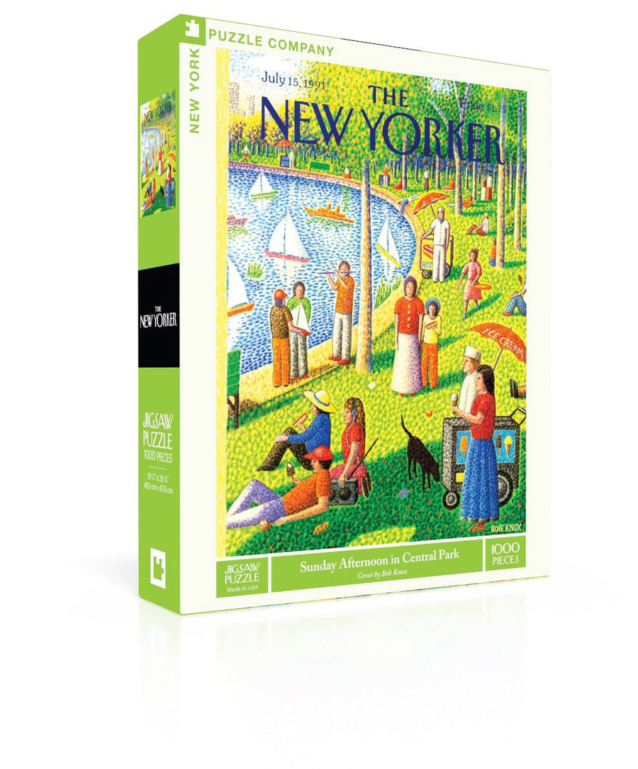 Sunday Afternoon in Central Park puzzle box and illustrated design
