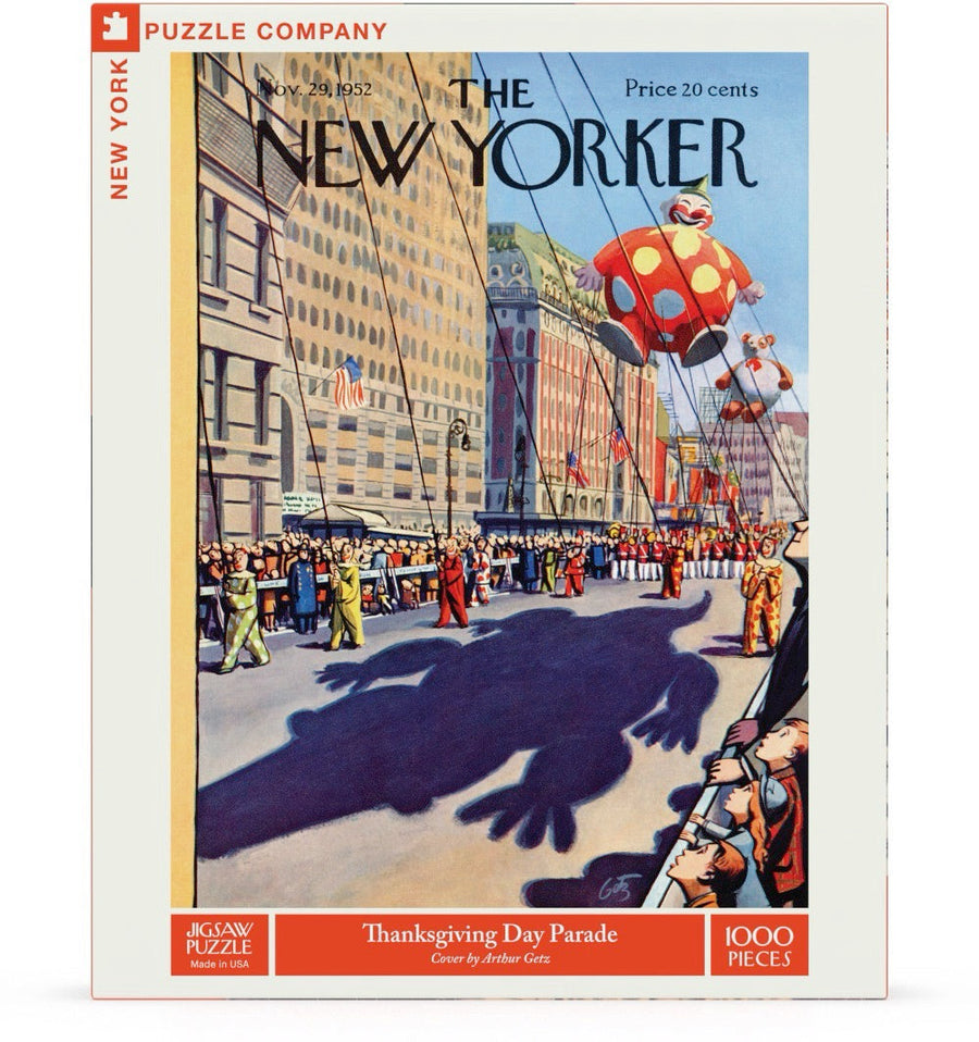 Packaging showing Thanksgiving Day Parade puzzle artwork
