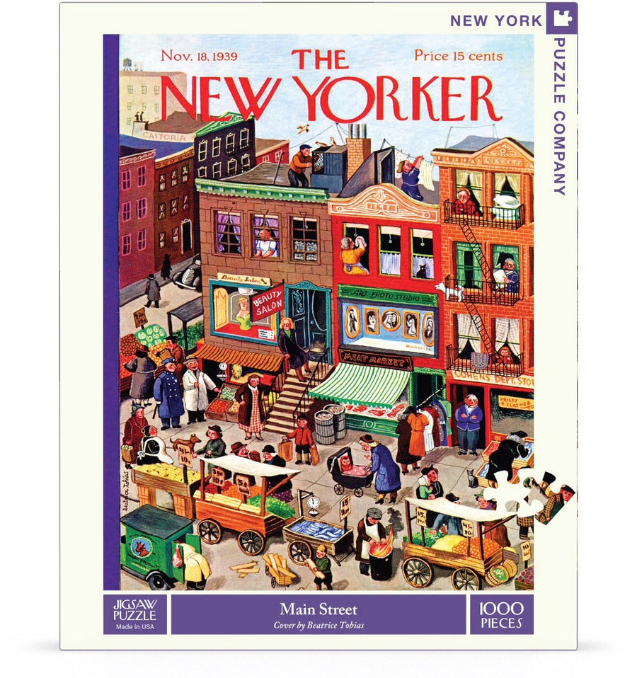 Packaging showing Main Street puzzle artwork