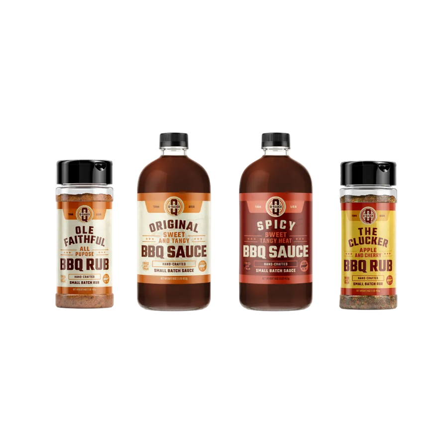 Grill Master Starter Kit with Original and Spicy sauces, Ole Faithful rub and The Clucker rub