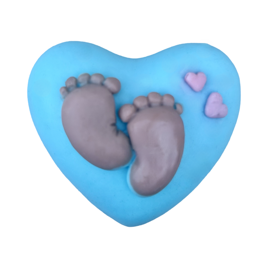 10 Heart Soaps with Newborn Feet for a Boy Party Favors