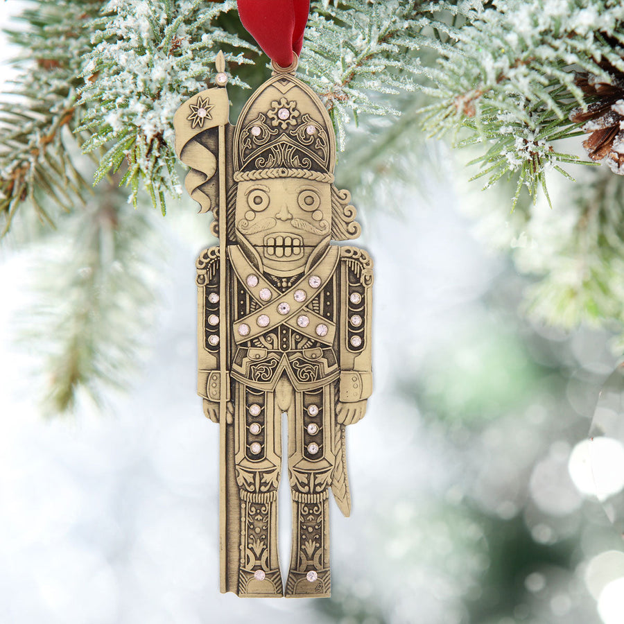 Styled display featuring The Nutcracker Knight Ornament