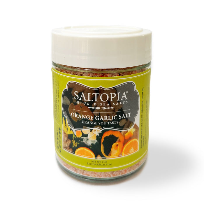 Product photo for Orange & Garlic infused salt – ORANGE YOU TASTY
