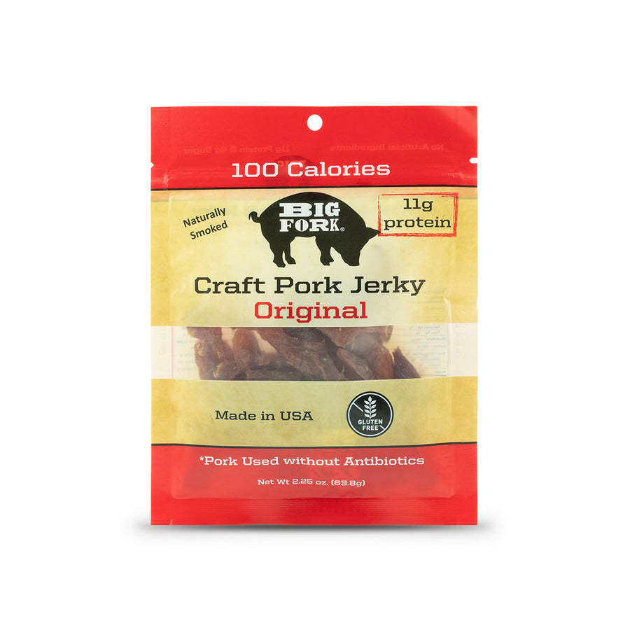 Original pork jerky package front labeled made in USA