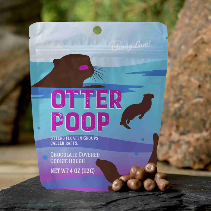 Chocolate Cookie Dough Bites – Otter Poop illustrated candy pouch
