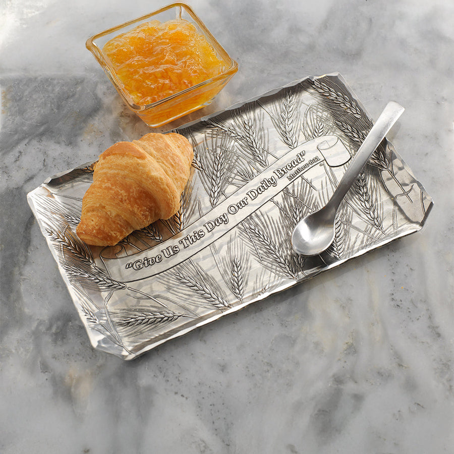 Styled display featuring Give us this Day Butler Tray