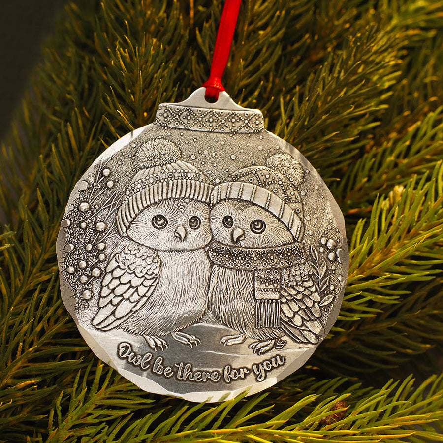 Styled display featuring Owl Be There for You Ornament