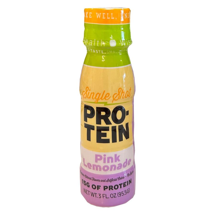 Protein & Collagen Shots: Pink Lemonade protein shot bottle.