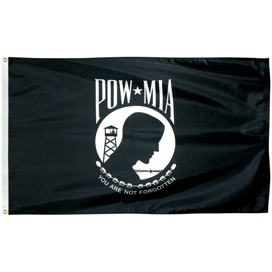 POW/MIA flag with brass grommets and durable nylon construction