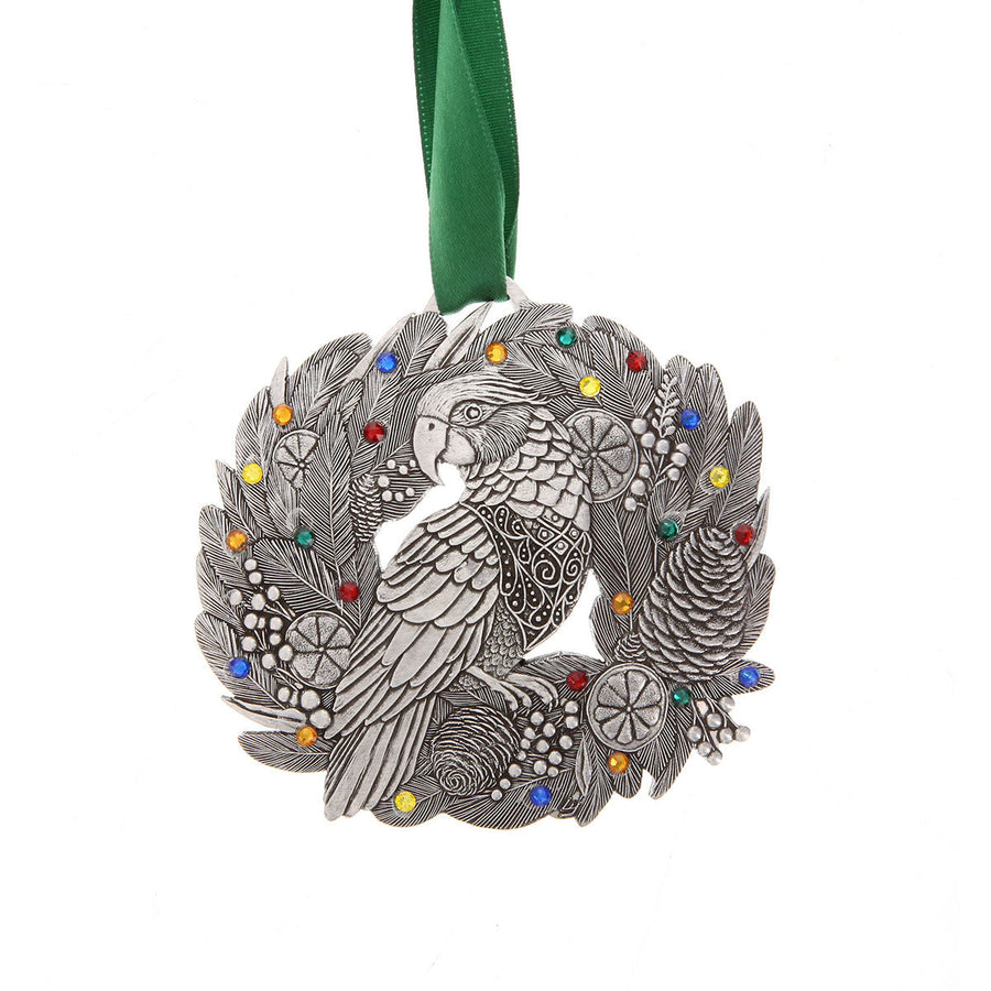 Product view of Merry Parrot Ornament with Crystals